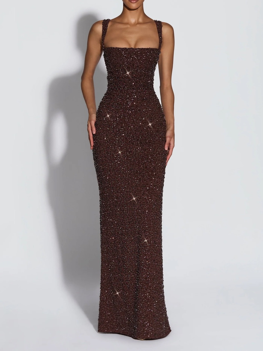 Sparkling Brown Sequin Bodycon Evening Dress